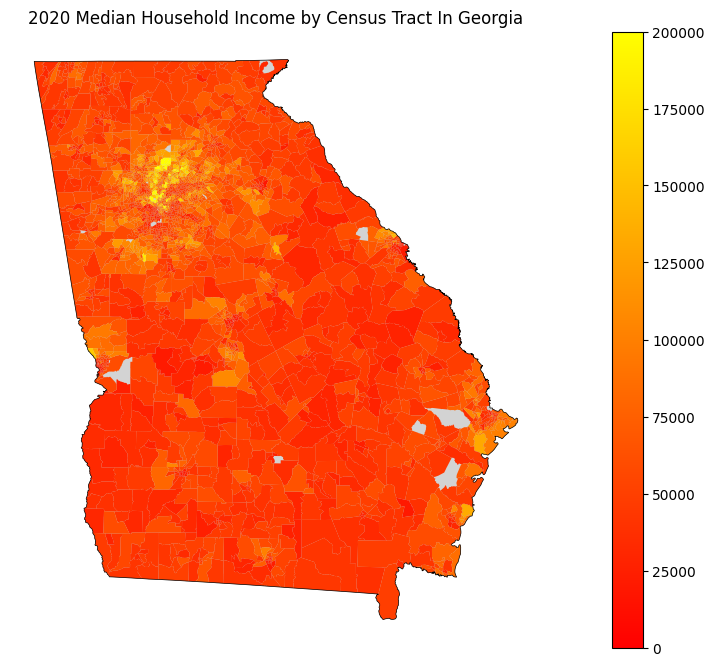 Median Household Income by Census Tract in Georgia