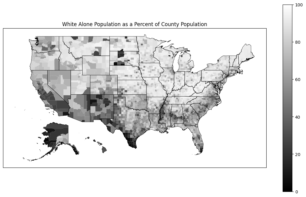 White Alone Population as a Percent of County Population